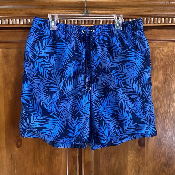 Lands' End Other - Lands End Men’s 8" Swim Shorts Trunks Sz Large 36-38 Blue Palms Tropical Beach